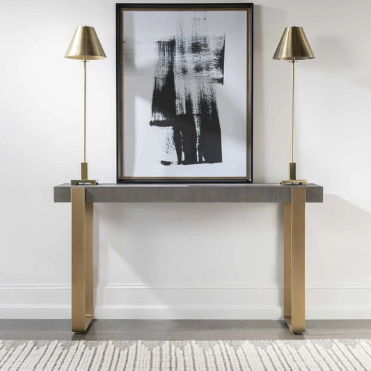 Contemporary Wood and Metal Console