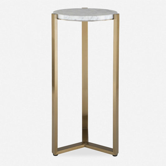 Carrara Marble & Brass Drink Table