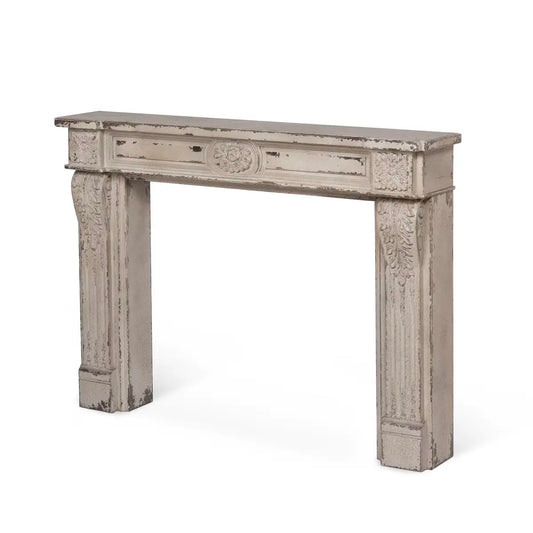 Distressed-Wood Fireplace Mantel