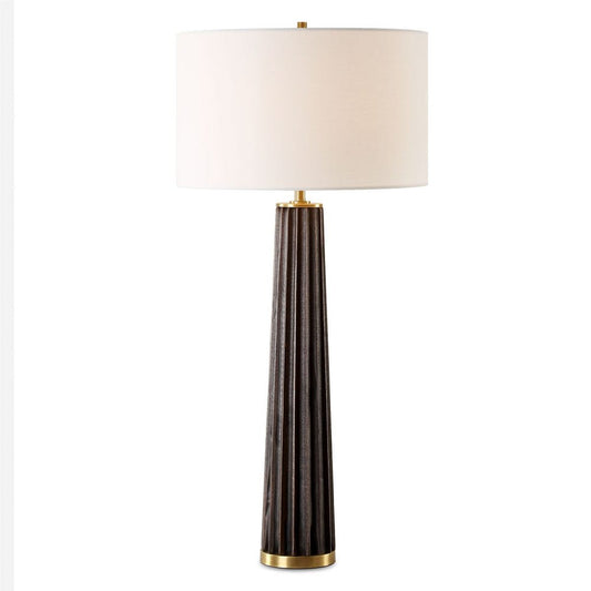 Dark Oak Fluted Table Lamp