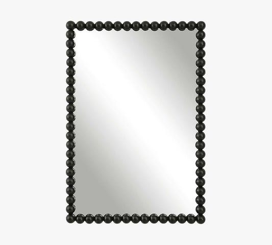 Black Iron Beaded Mirror