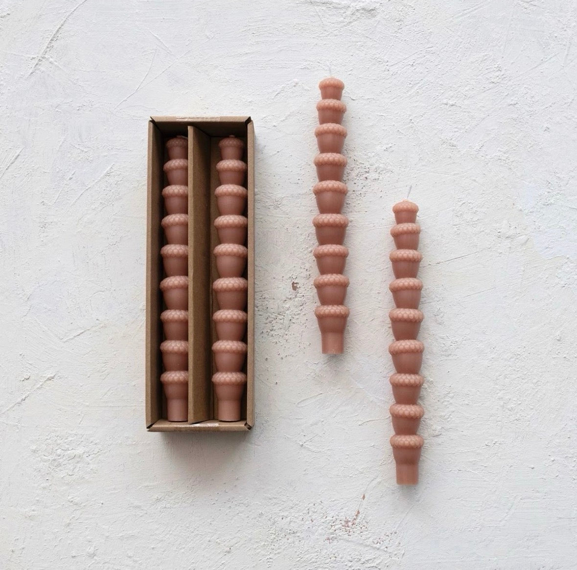 Chestnut Acorn Tapers, Set of 2