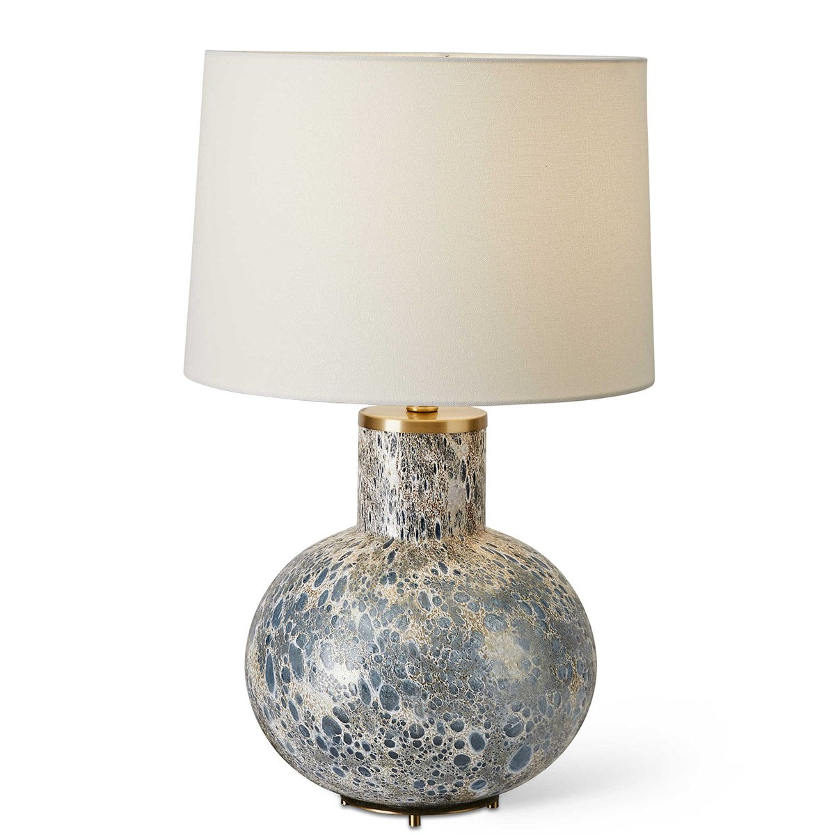 Atmospheric Seeded Aqua Glass Table Lamp