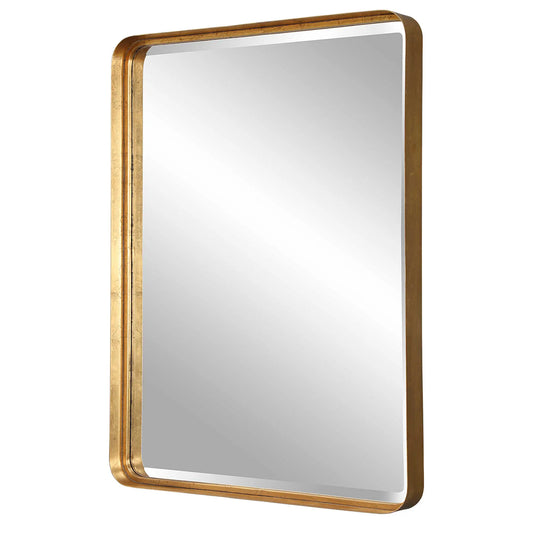Gold Rounded-Corner Framed Mirror