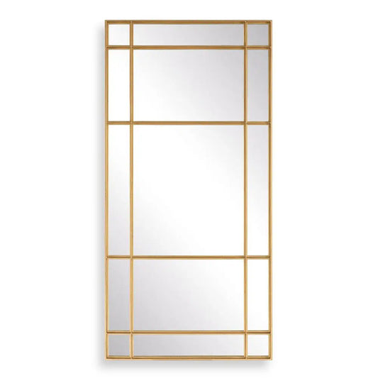 Gold Paneled Mirror with antiqued gold finish and vintage-inspired design