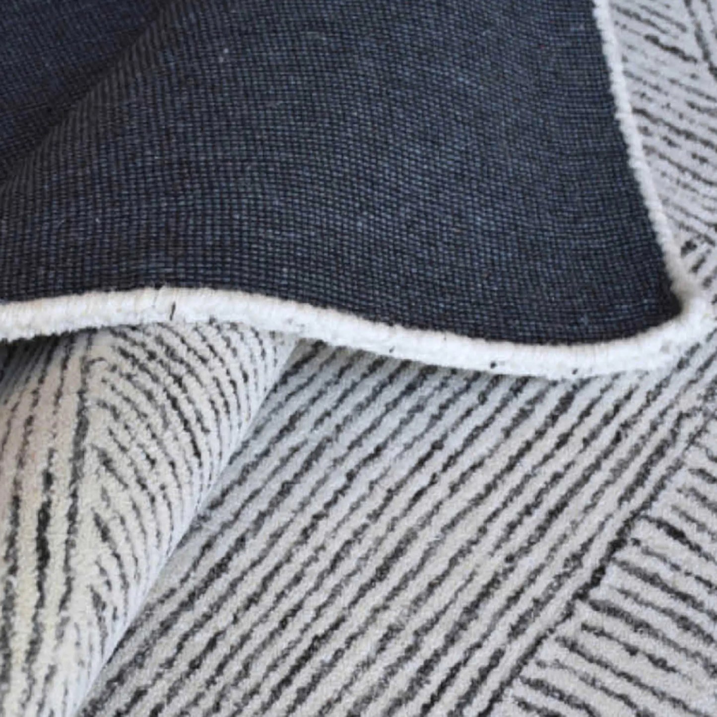 Gray and Ivory Geometric Wool Rug
