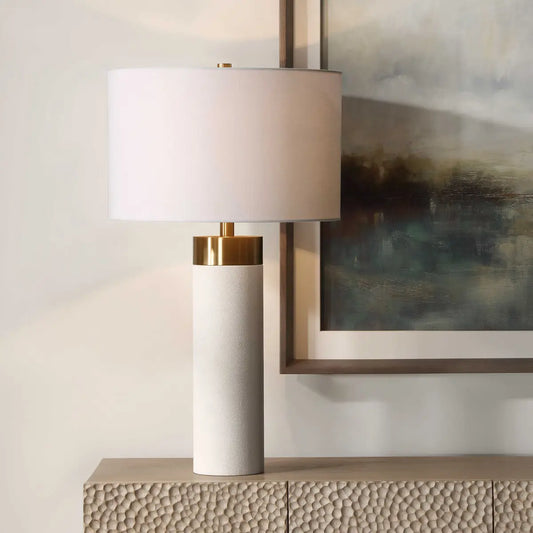 Haven White Faux Shagreen Table Lamp