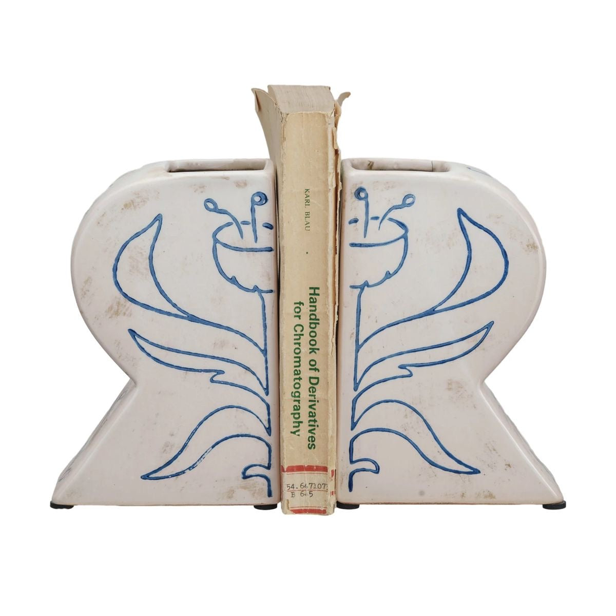Terra cotta vases/bookends with hand-painted detail