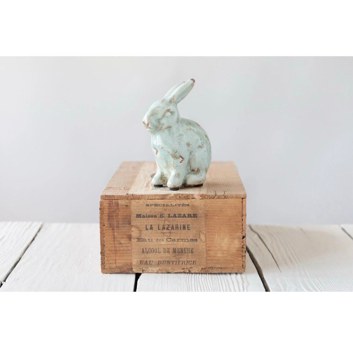 Distressed Terra-cotta Rabbit, blue