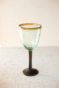 Recycled Wine Glass with Amber Rim