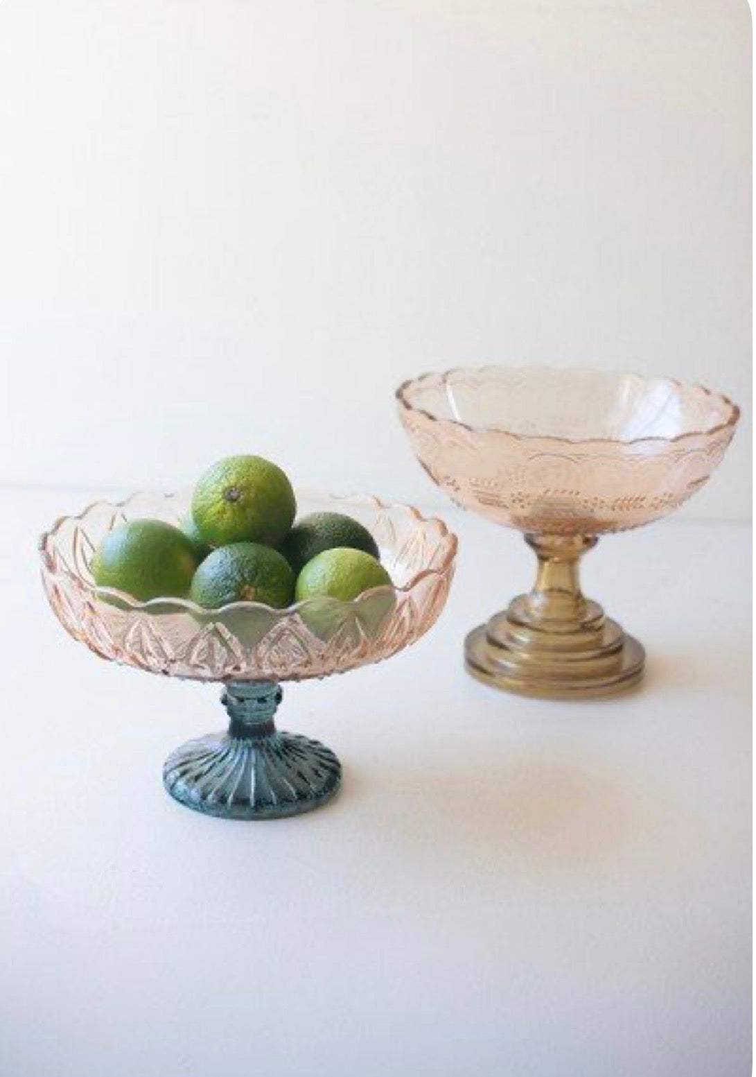 Set of 2 Vintage Inspired Glass Compotes