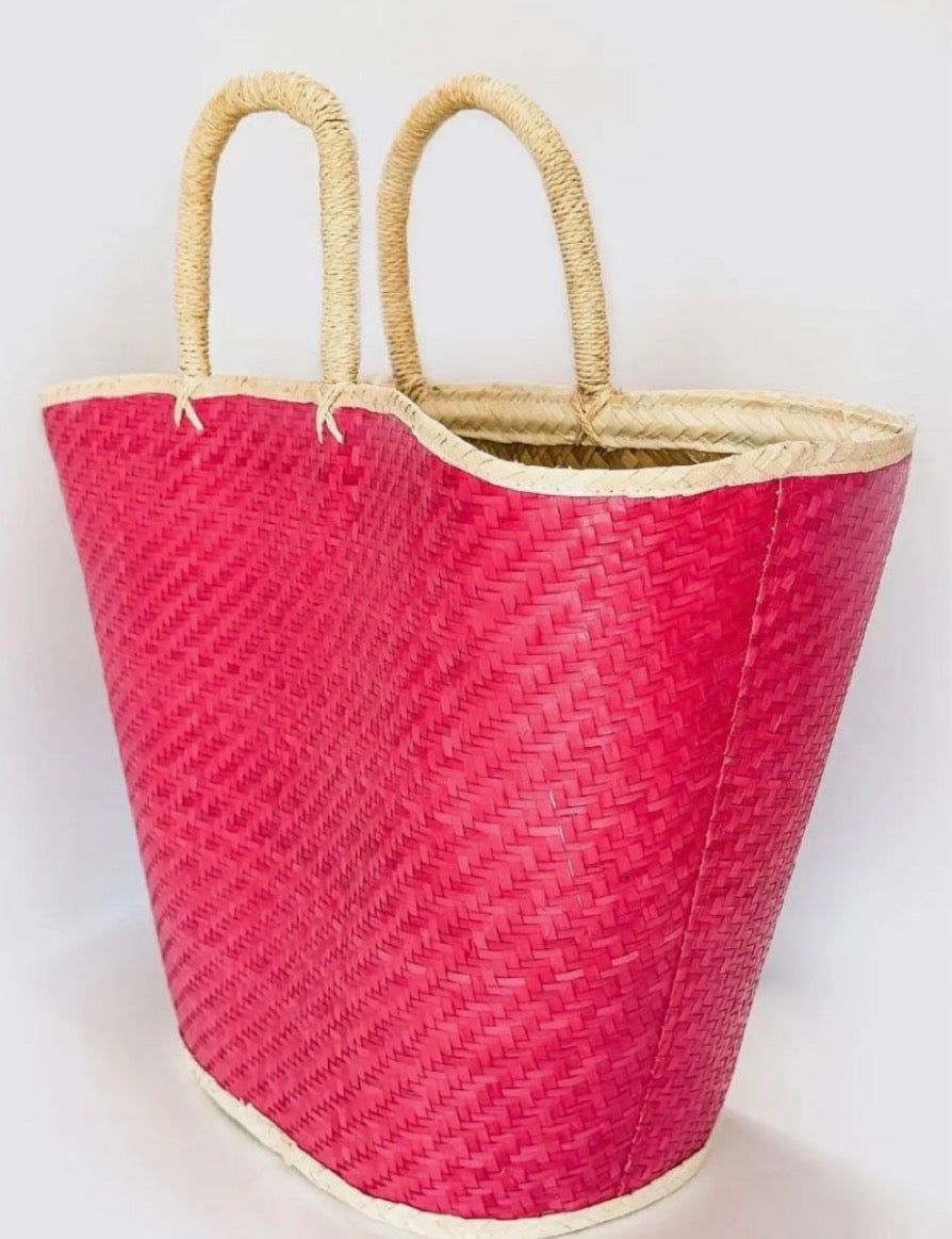 Pink Palm Leaf Tote Bag