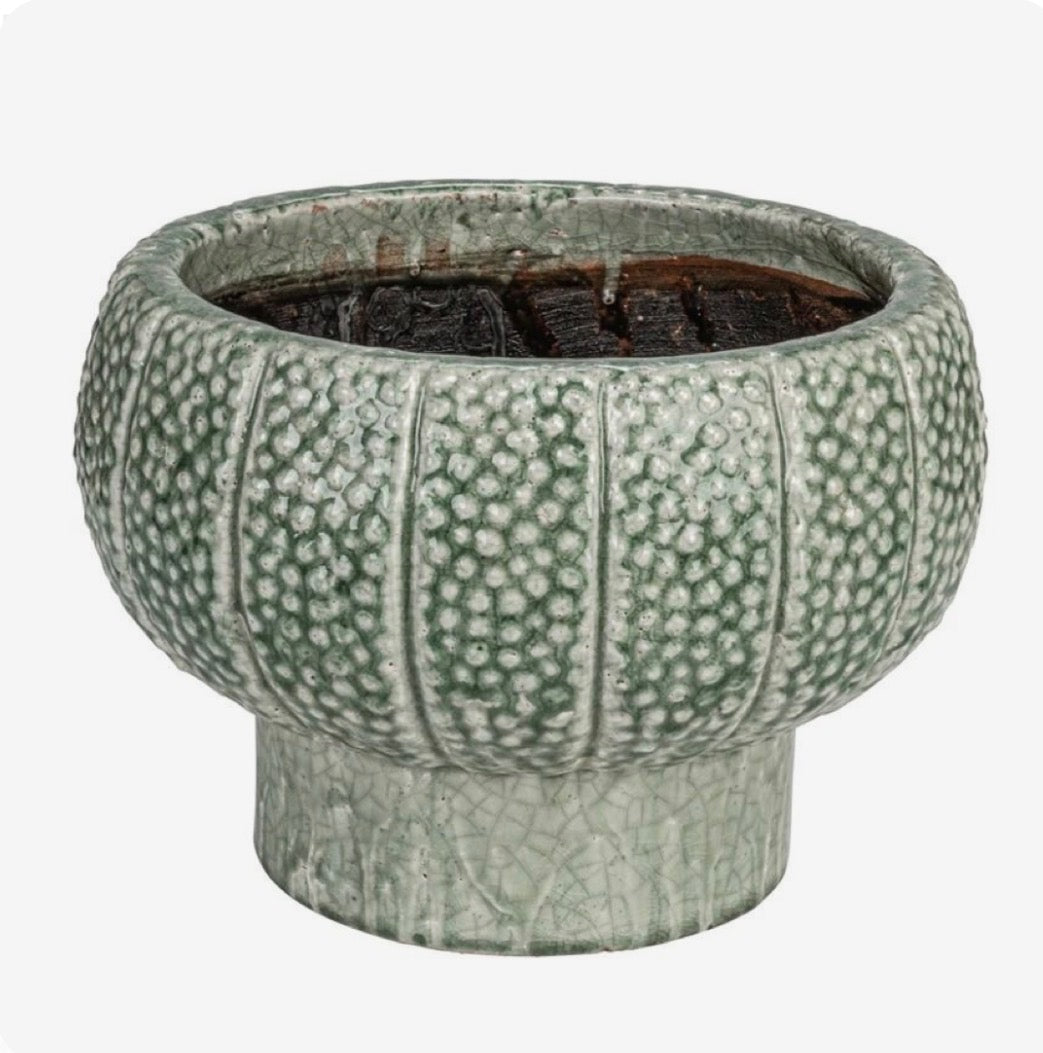 Embossed Terra-cotta Footed Vase Planter