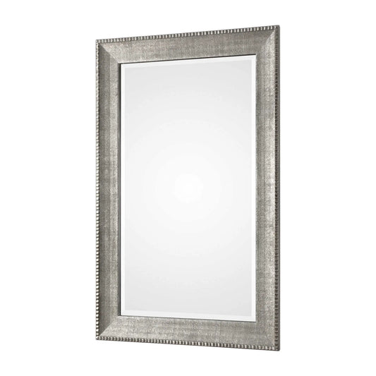 Large Metallic Silver Framed Mirror