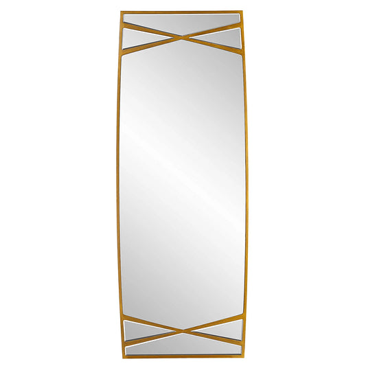 Large Rectangular Gold Detailed Mirror