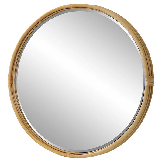 Large Round Rattan Mirror