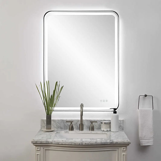 Lighted Large Mirror, Black