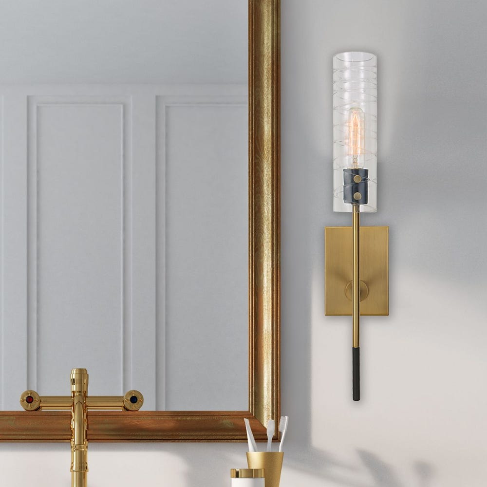 Linear Swirl Brass Wall Sconce