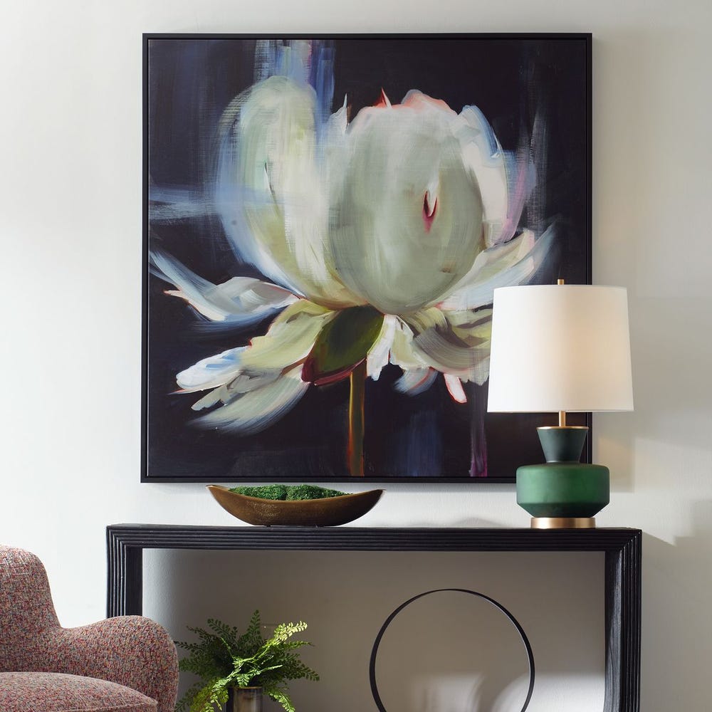Midnight Peony in Bloom – Framed Floral Watercolor