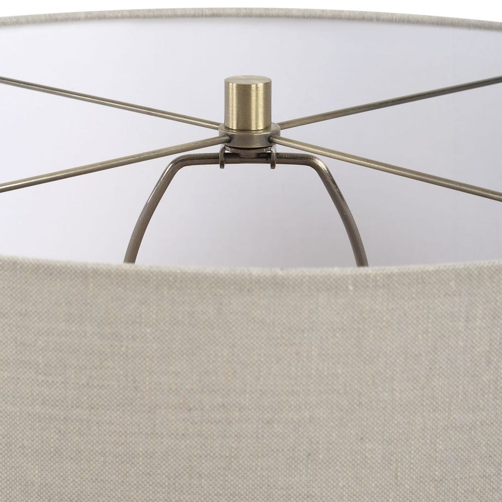 Linen-Wrapped Table Lamp with Crystal Accent