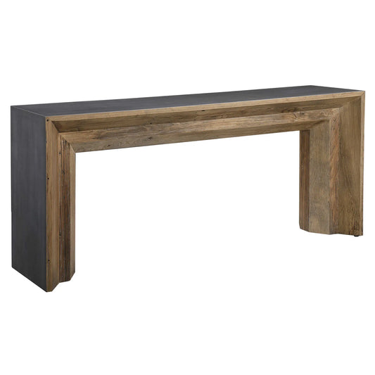 Rustic Wood & Concrete Console Table