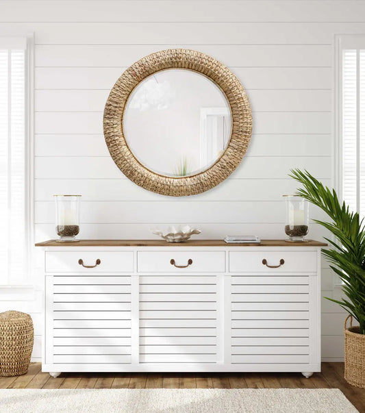 Natural Seagrass Round Mirror