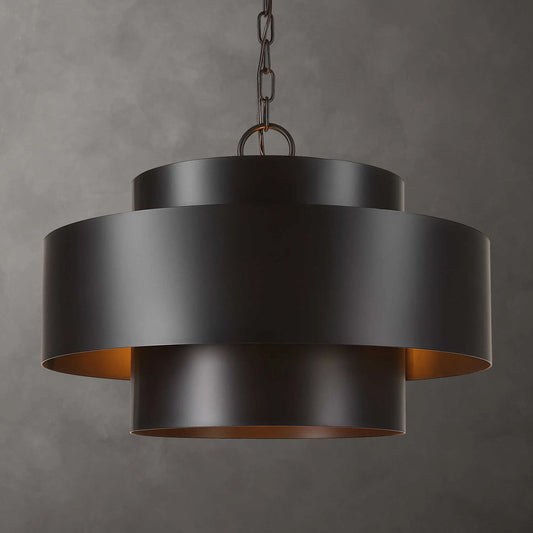 Sleek Dark Bronze Cylinder Stacked Pendant