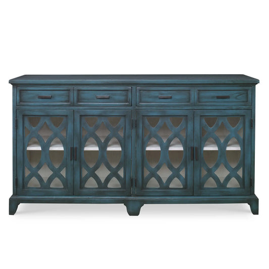 Traditional With a Twist Wood and Glass Credenza