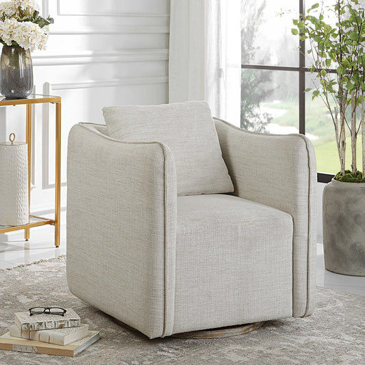 Woven Linen Swivel Chair