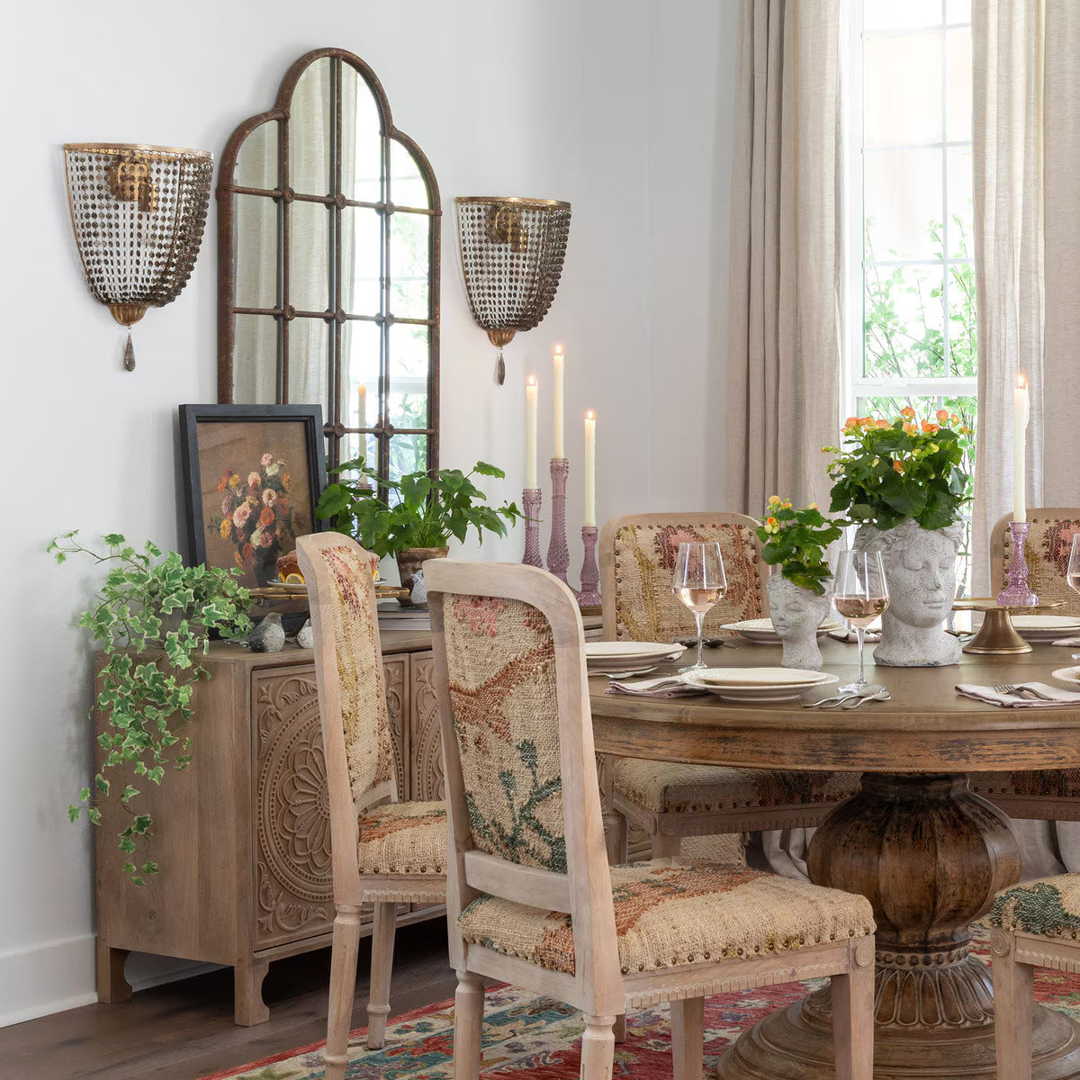 Zelda Antique Gold Beaded Wall Sconce