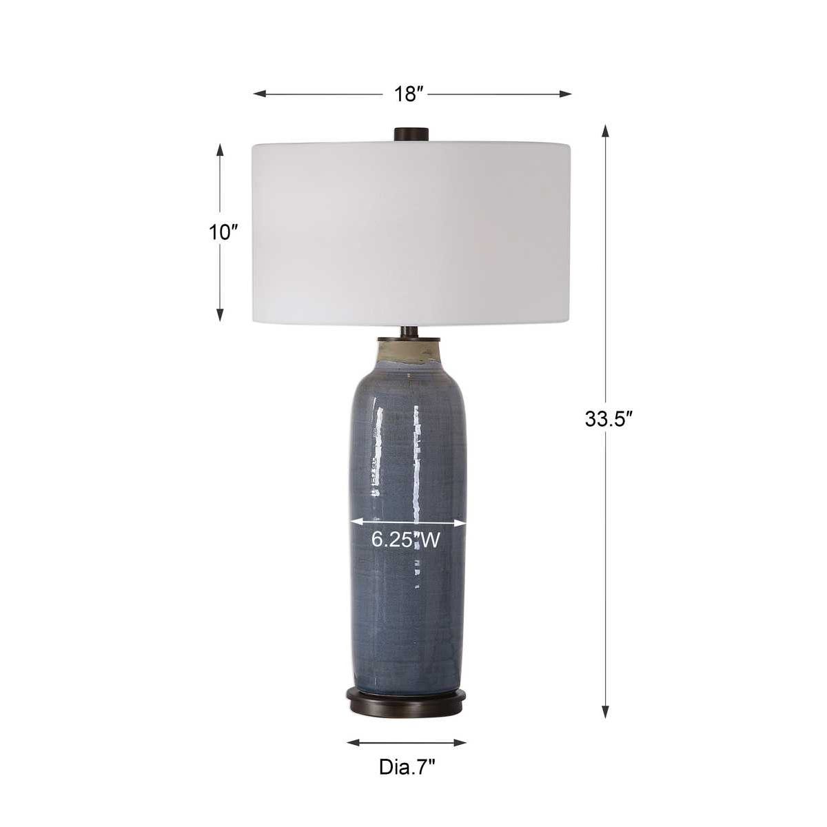 Distressed Slate Blue Ceramic Table Lamp