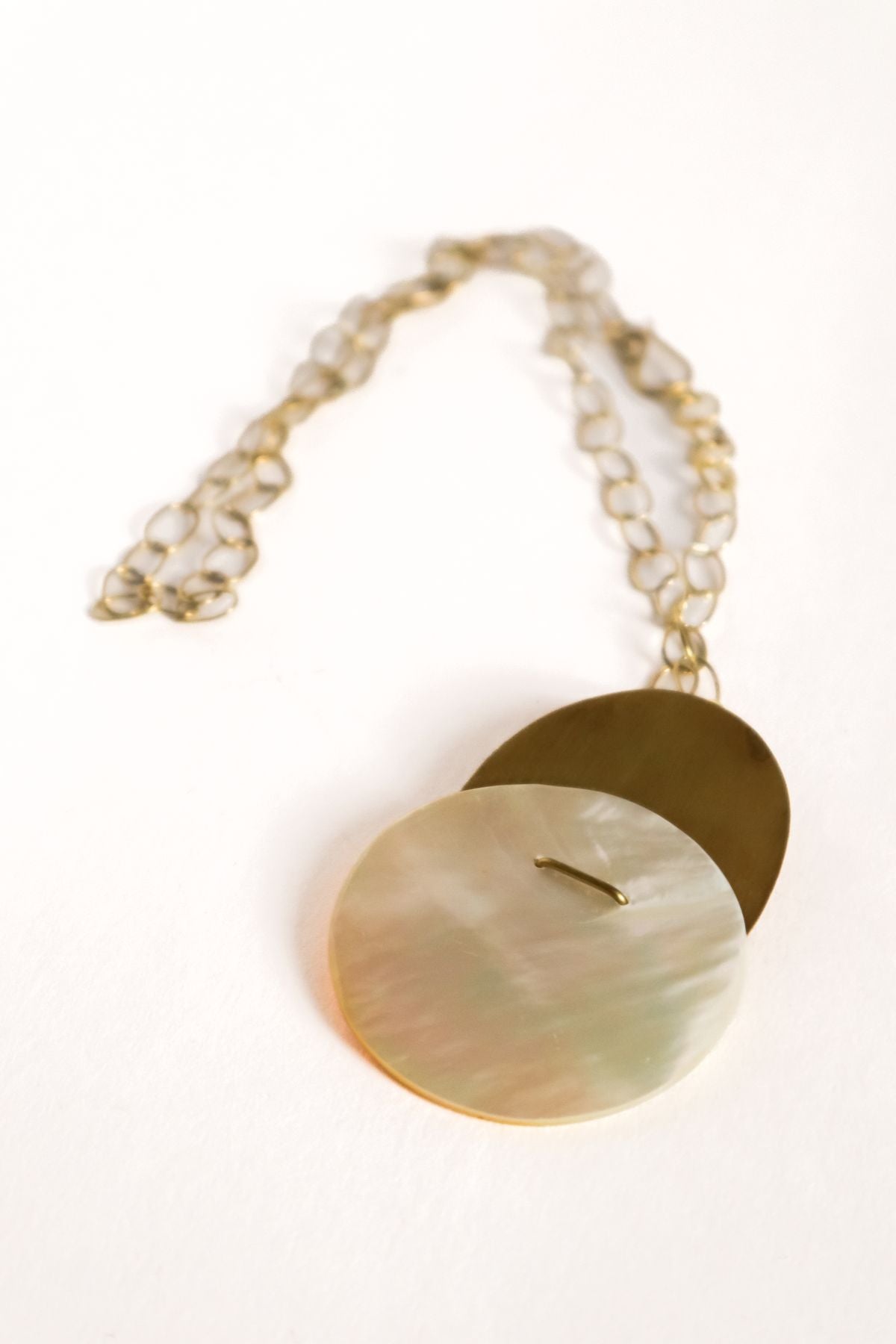 Ovals Brass Mother of Pearl Adjustable Necklace