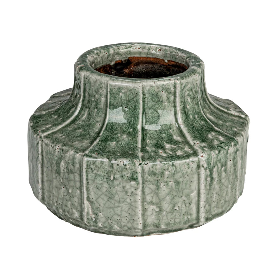 Terra-cotta planter, green