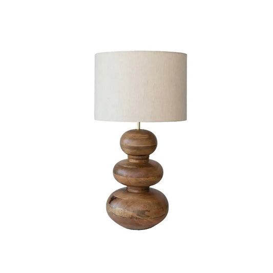 Mango Wood and Linen Shade Lamp