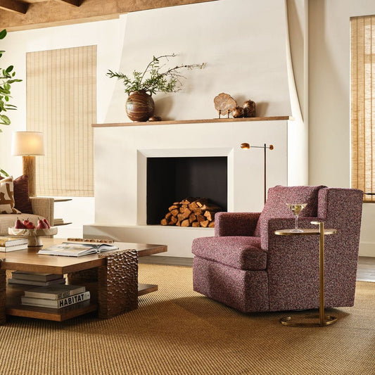 Wine Tweed Swivel Chair