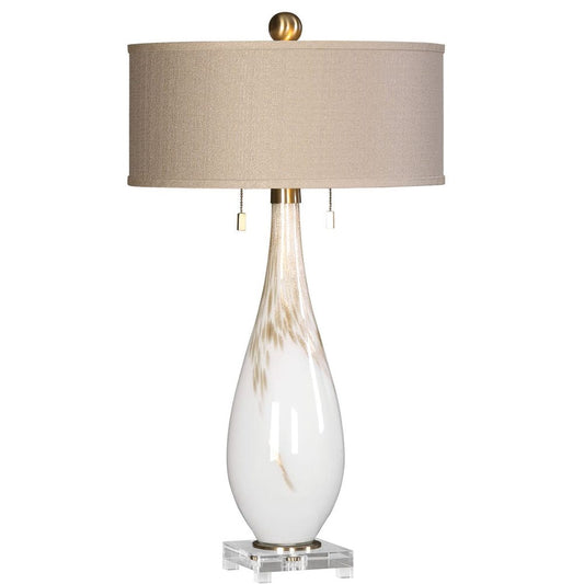 White with Gold Glass Table Lamp