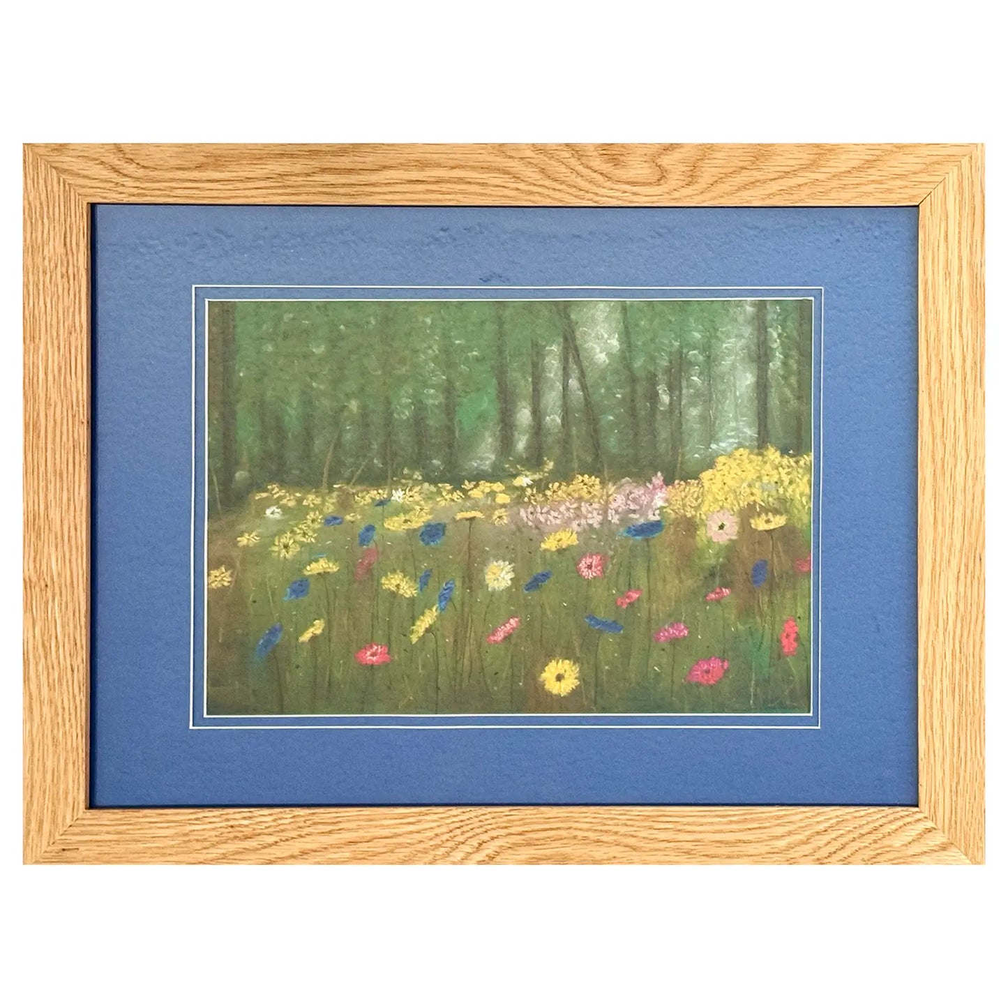 Wild Flowers original pastel painting by Herb Heinrichs showing colorful meadow flowers in woodland clearing