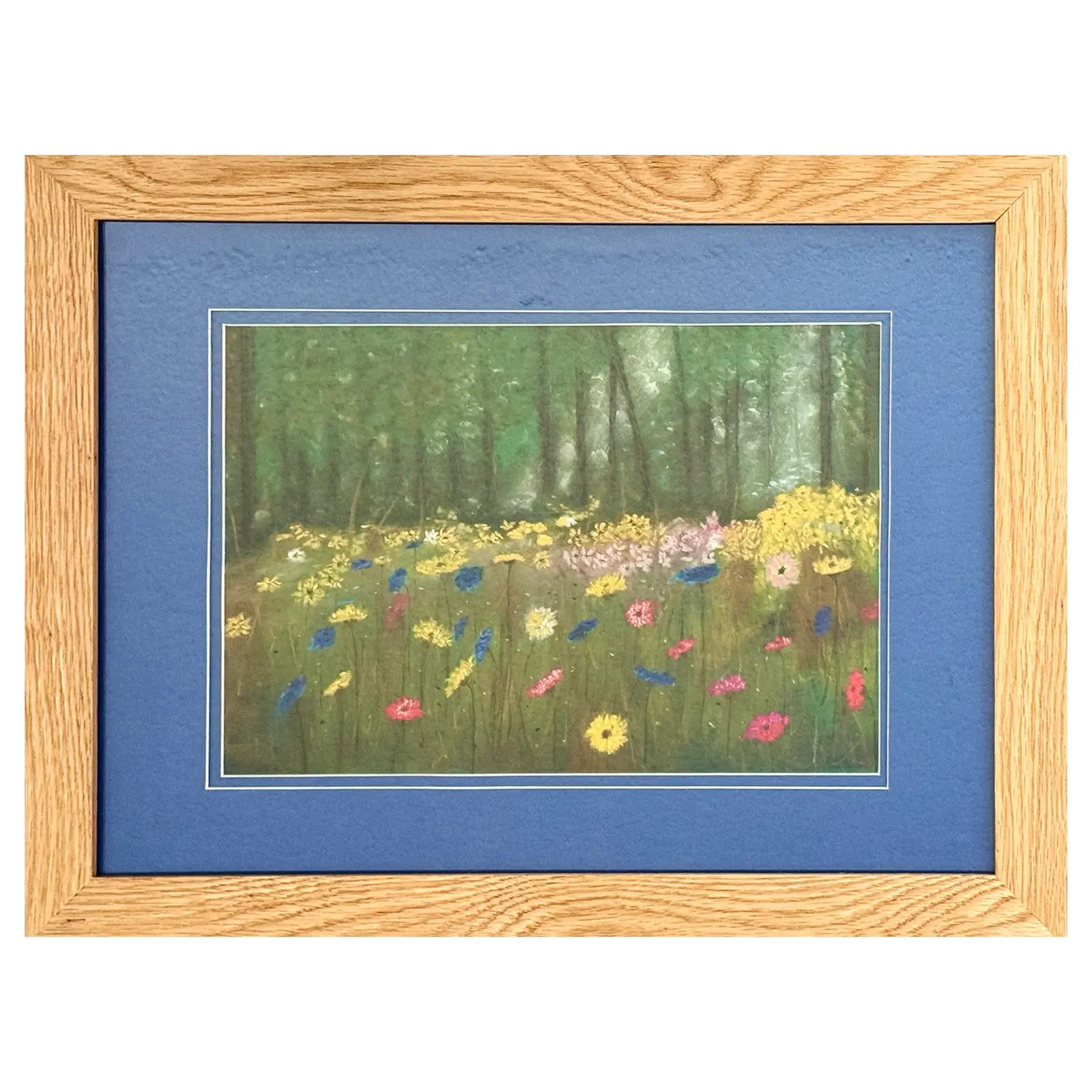 Wild Flowers original pastel painting by Herb Heinrichs showing colorful meadow flowers in woodland clearing