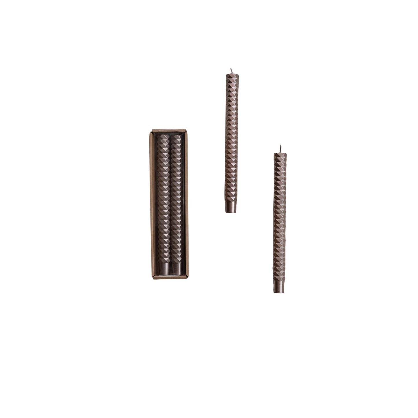 Faceted Taper Candles, Champagne Color, Set of 2